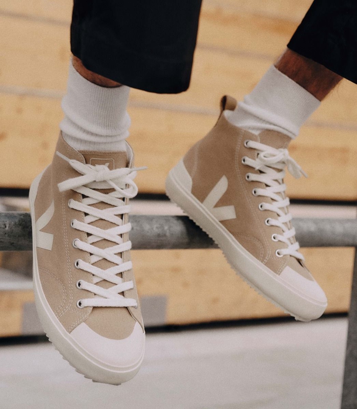 Beige Veja High Canvas Dune Pierre Men's Nova | QLUSO-4387