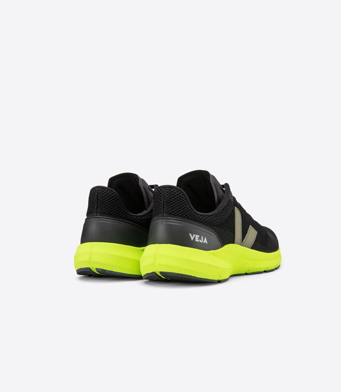 Black Veja Lt V Knit Kaki Jaune Fluo Men's Marlin | JTOHG-0943