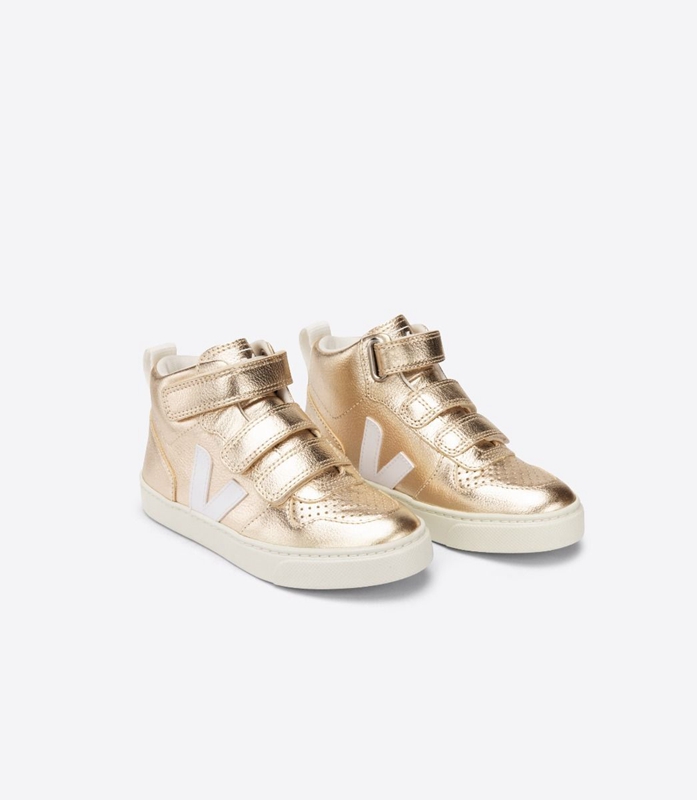 Gold Veja Leather Platine Kids' V-10 | XOTVR-4108