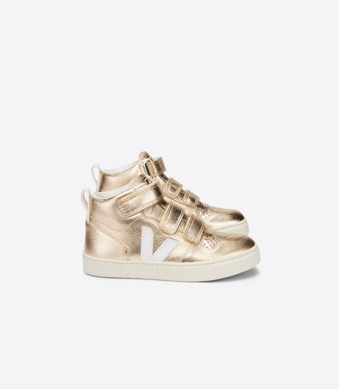 Gold Veja Leather Platine Kids\' V-10 | XOTVR-4108