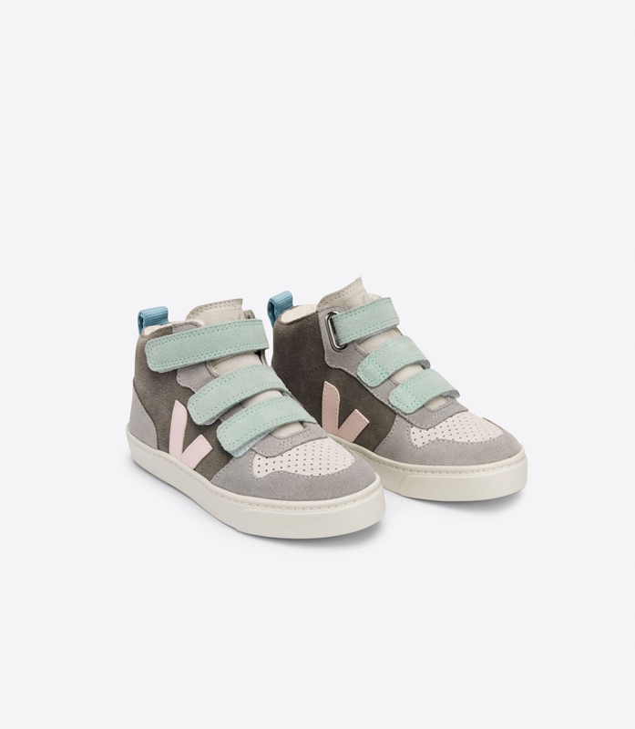 Grey Veja Fured Suede Multico Moonrock Kids' V-10 | JXWZS-7085