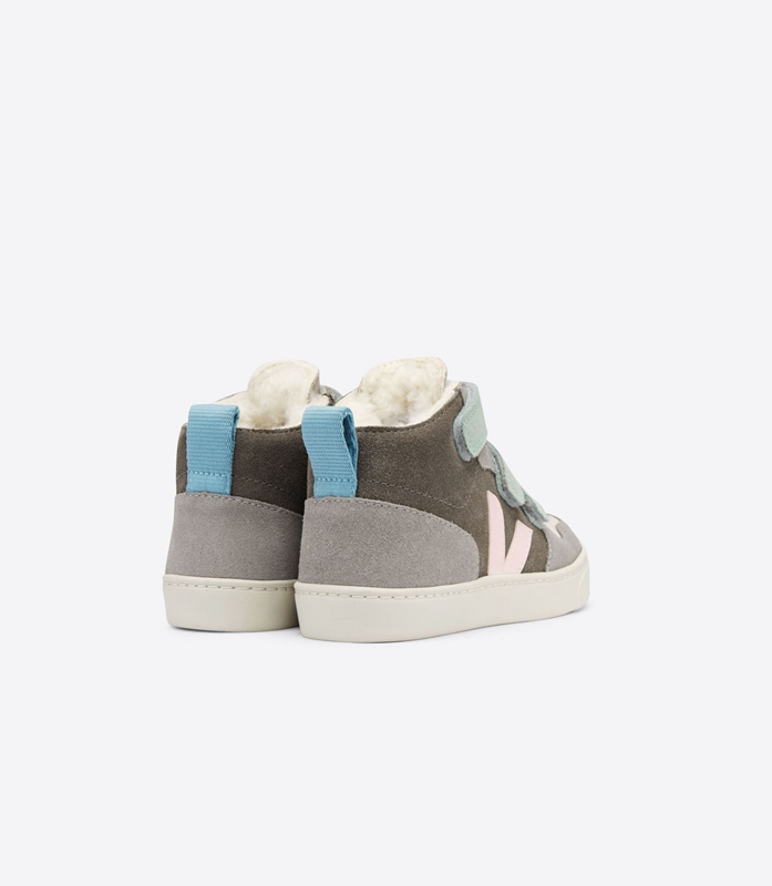 Grey Veja Fured Suede Multico Moonrock Kids' V-10 | JXWZS-7085