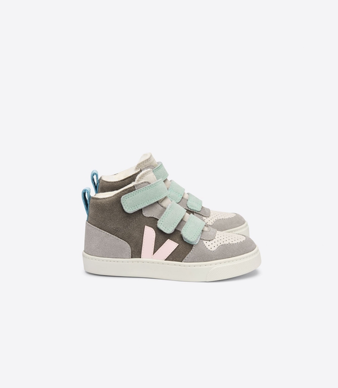 Grey Veja Fured Suede Multico Moonrock Kids\' V-10 | JXWZS-7085