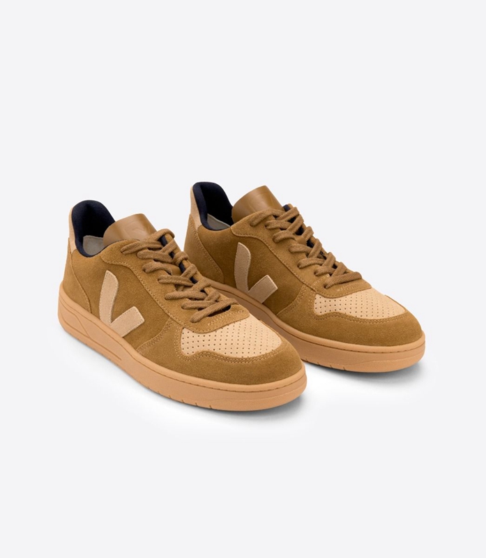 Khaki Veja Suede Camel Desert Men's V-10 | UDQLS-3702