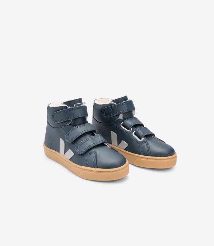 Navy Veja Fured Leather Nautico Oxford Kids' Esplar | SYDLV-5083