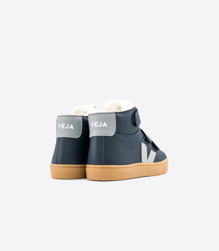 Navy Veja Fured Leather Nautico Oxford Kids' Esplar | SYDLV-5083