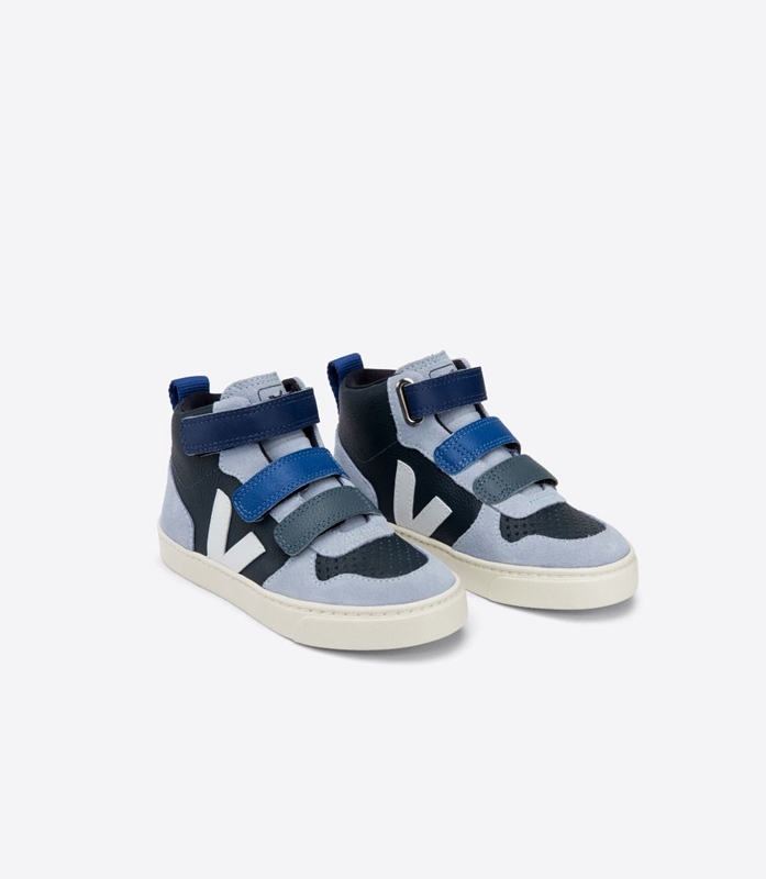 Navy Veja Leather Multico Nautico Menthol Kids' V-10 | AWGYZ-4169