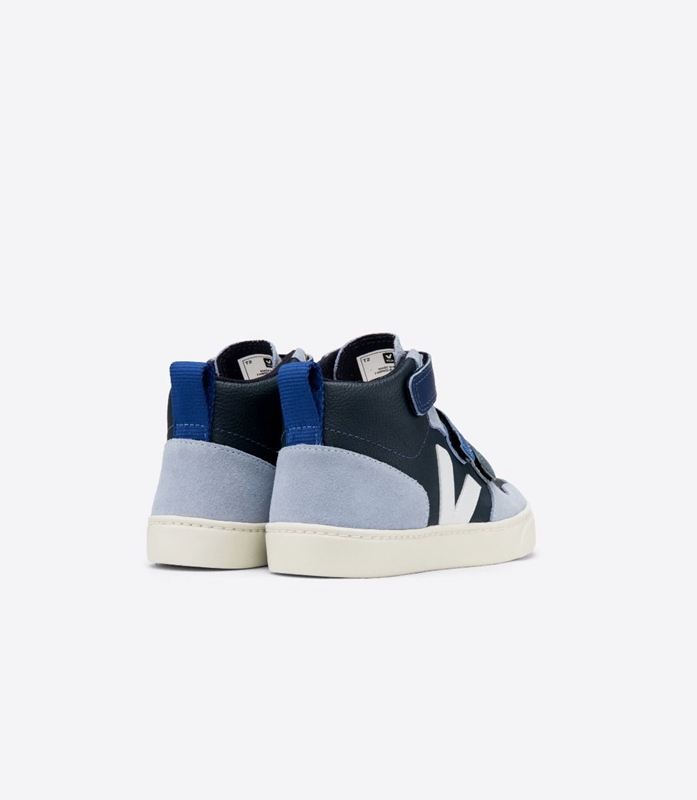 Navy Veja Leather Multico Nautico Menthol Kids' V-10 | AWGYZ-4169