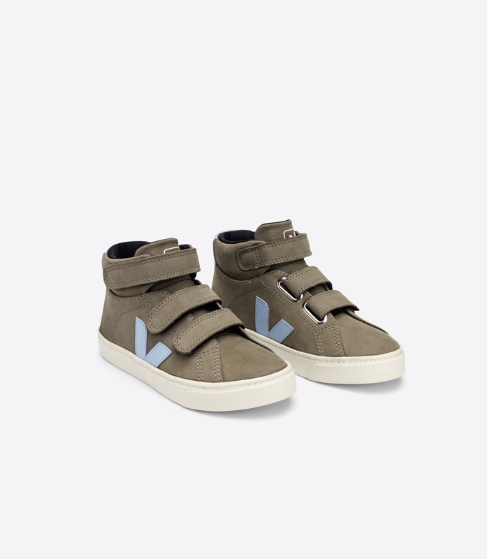 Olive Veja Nubuck Moonrock Steel Kids' Esplar | LRZGH-7940