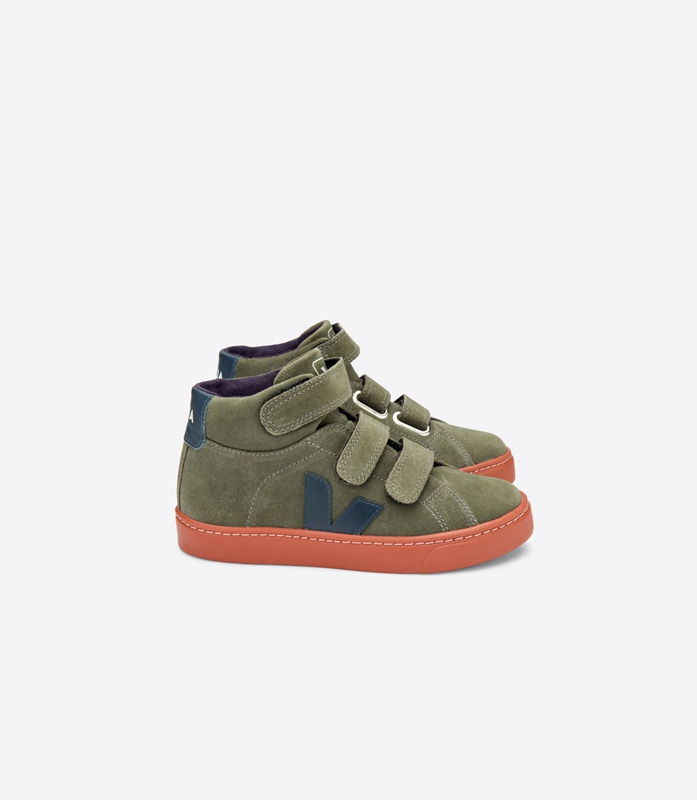 Olive Veja Suede Mud Nautico Rust Sole Kids\' Esplar | BGTUE-6314