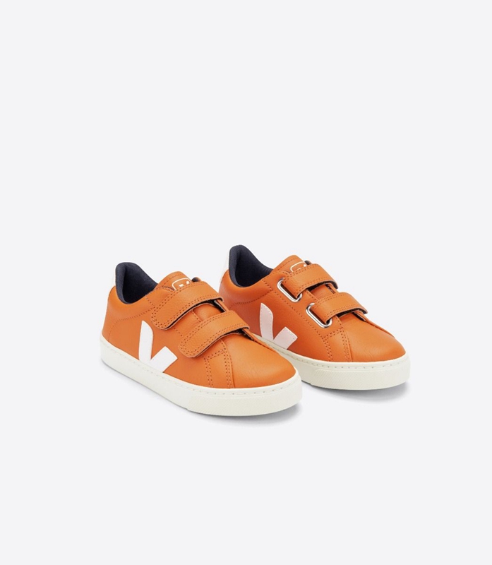 Orange Veja Leather Pumpkin Kids' Esplar | TUPKW-7610