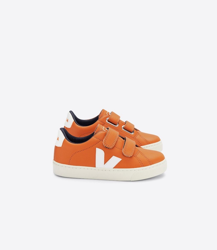 Orange Veja Leather Pumpkin Kids\' Esplar | TUPKW-7610