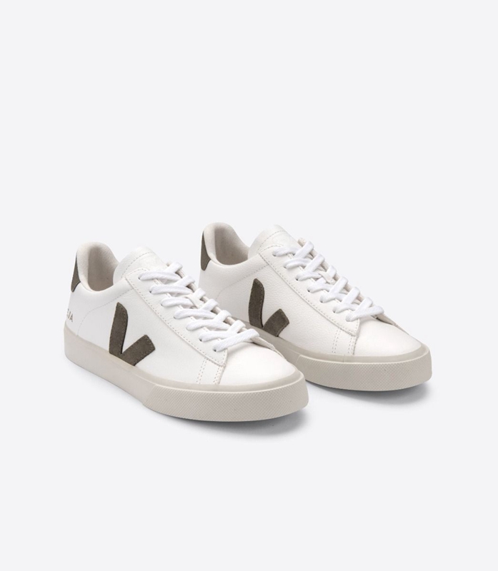 White Veja Chromefree Leather Kaki Men's Campo | XHNCJ-8034