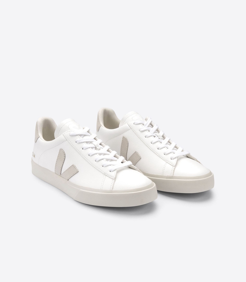 White Veja Chromefree Leather Natural Men's Campo | JXWGY-7695