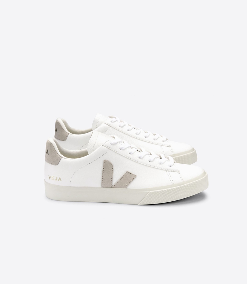 White Veja Chromefree Leather Natural Men\'s Campo | JXWGY-7695