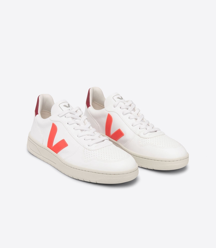 White Veja Cwl Fluo Marsala Women's V-10 | MRUNS-1756