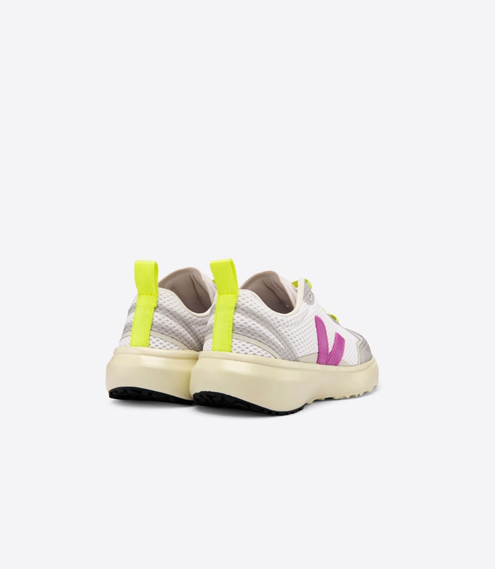 White Veja Elastic Laces Ultraviolet Kids' Canary | OZKNE-6534