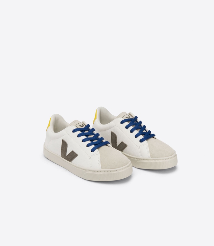 White Veja Laces Leather Moonrock Tonic Kids' Esplar | DBLXP-3869