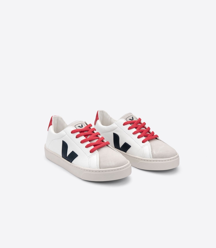 White Veja Laces Leather Nautico Pekin Kids' Esplar | FMHEL-9362