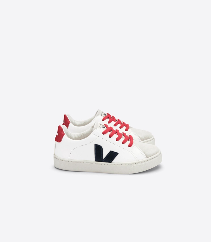 White Veja Laces Leather Nautico Pekin Kids\' Esplar | FMHEL-9362