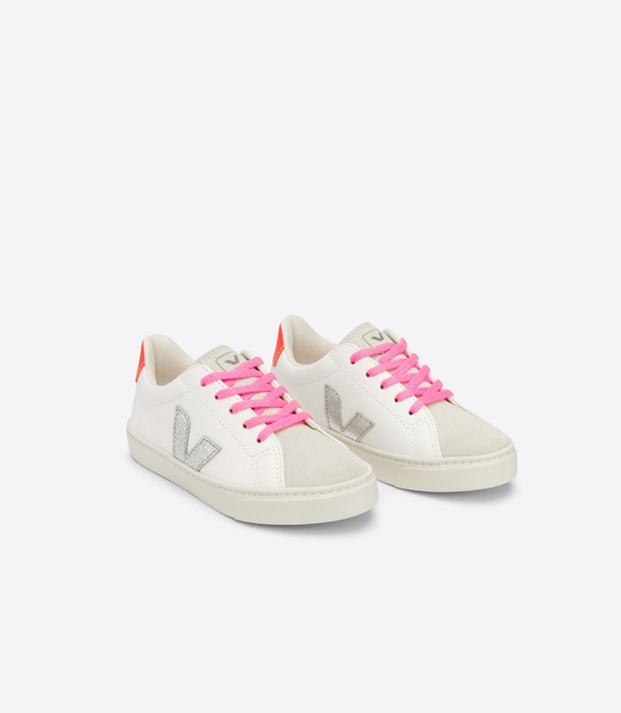 White Veja Laces Silver Fluo Kids' Esplar | THNQV-0376