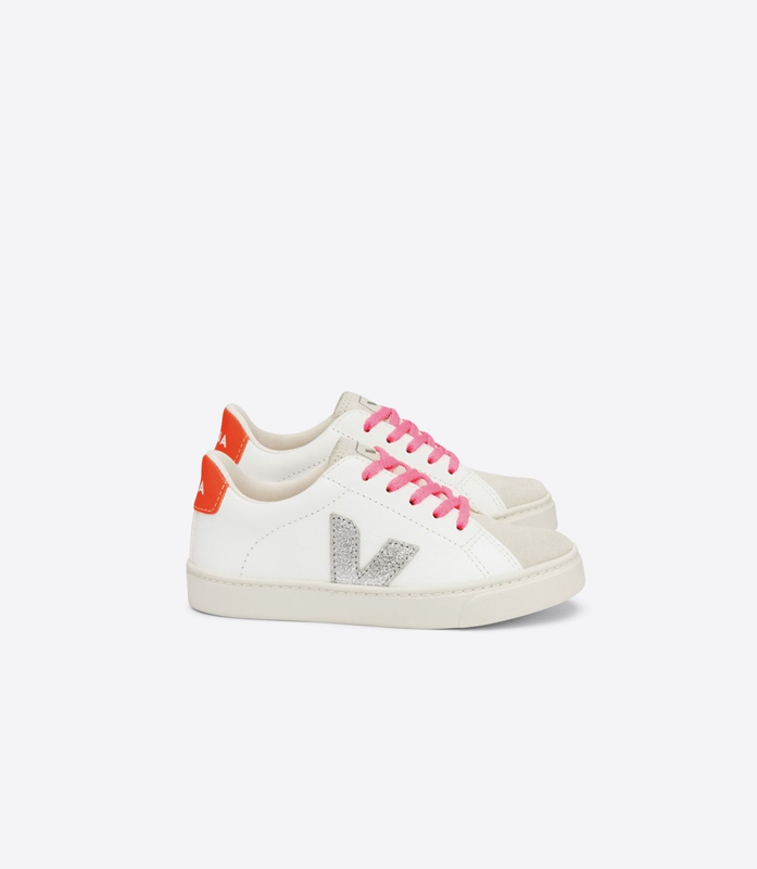 White Veja Laces Silver Fluo Kids\' Esplar | THNQV-0376