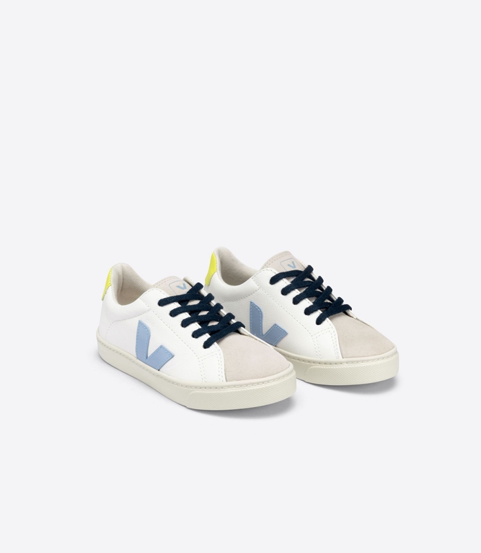 White Veja Laces Steel Jaune-Fluo Kids' Esplar | XCVRL-9425