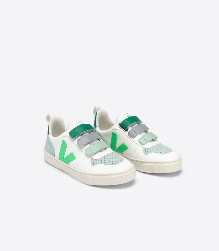 White Veja Leather Absinthe Multico Kids' V-10 | UHLOX-6217