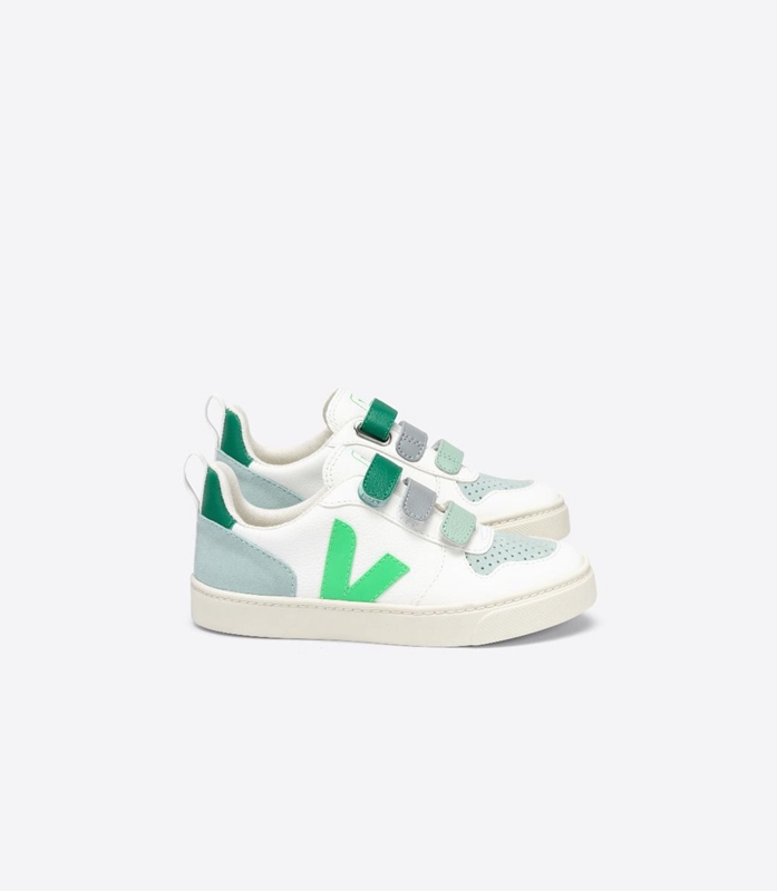 White Veja Leather Absinthe Multico Kids\' V-10 | UHLOX-6217