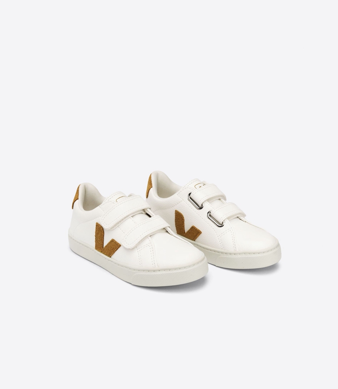 White Veja Leather Camel Kids' Esplar | LUEJO-6893