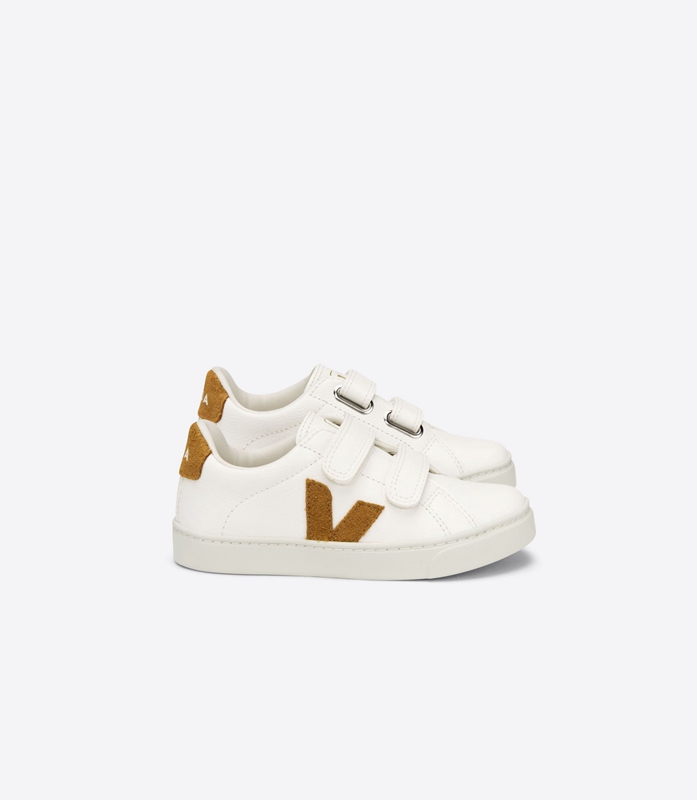 White Veja Leather Camel Kids\' Esplar | LUEJO-6893