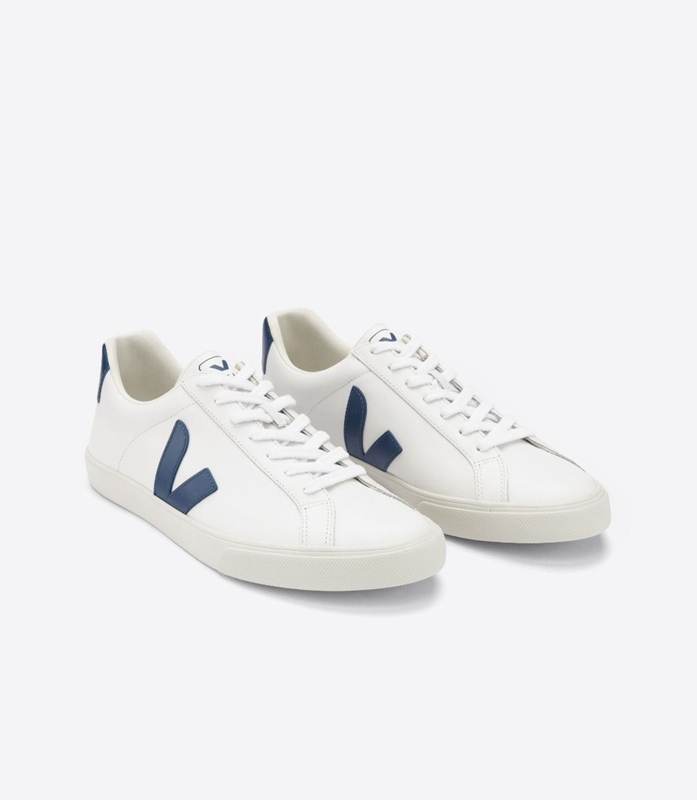 White Veja Leather Cobalt Men's Esplar | ERDHM-9207