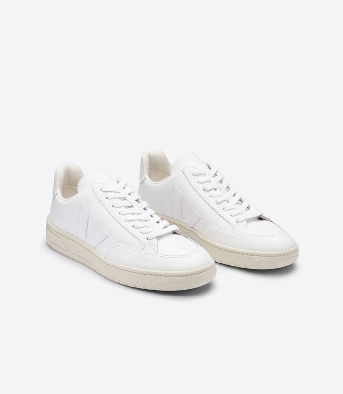 White Veja Leather Men's V-12 | WKYRO-9814