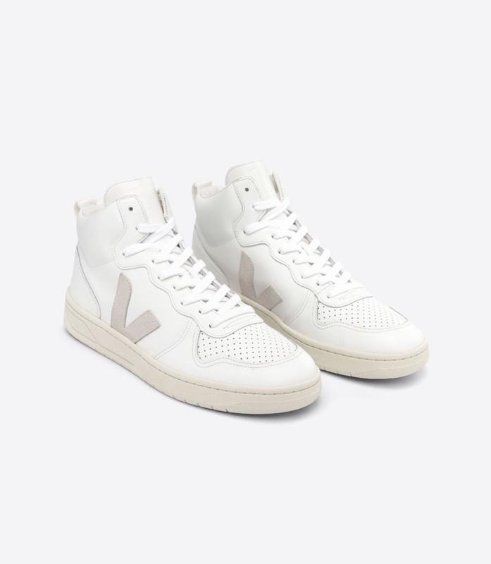 White Veja Leather Men's V-15 | RKBUO-3714