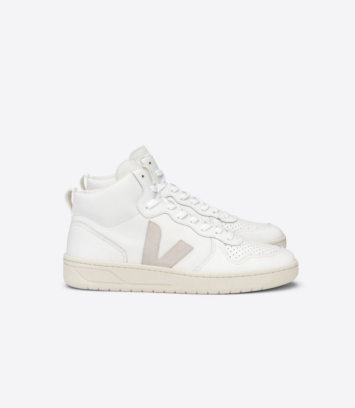 White Veja Leather Men\'s V-15 | RKBUO-3714