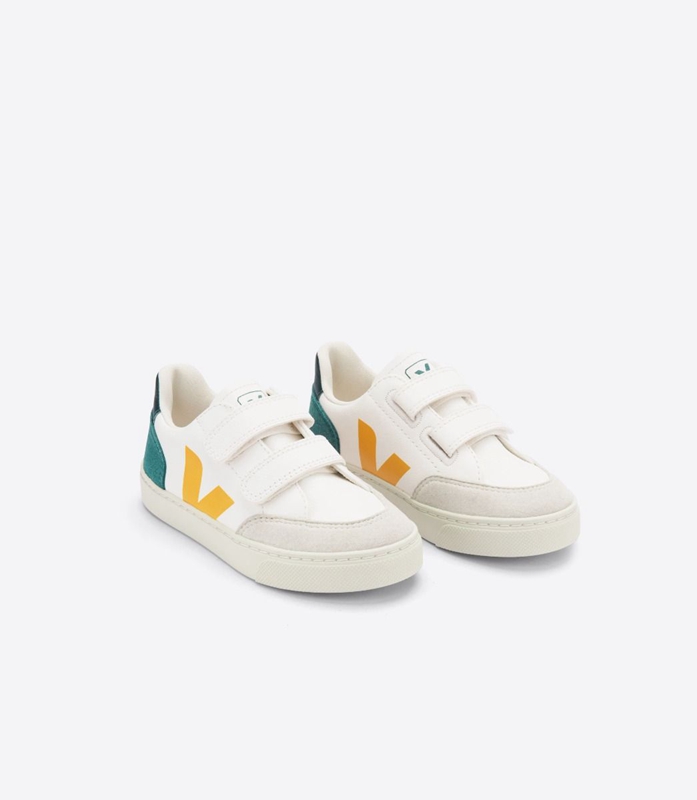 White Veja Leather Multico Brittany Kids' V-12 | EHAFP-4705