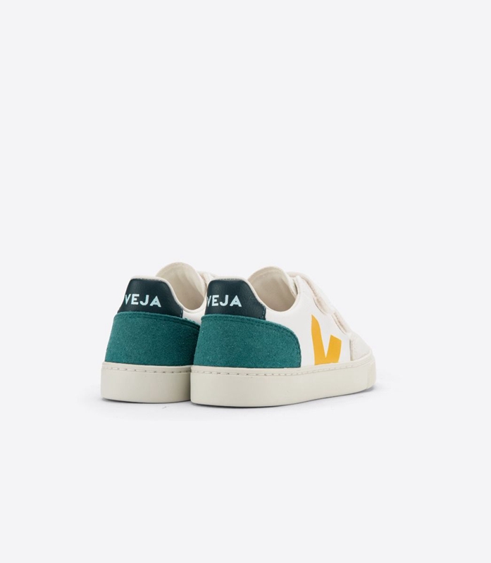 White Veja Leather Multico Brittany Kids' V-12 | EHAFP-4705