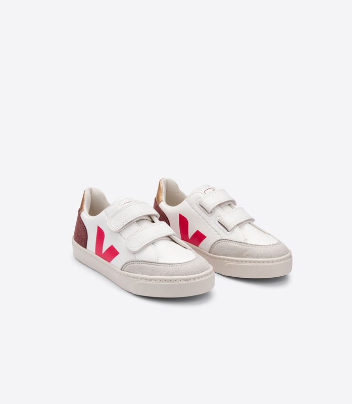 White Veja Leather Multico Dried Petal Kids' V-12 | ABTZM-7621