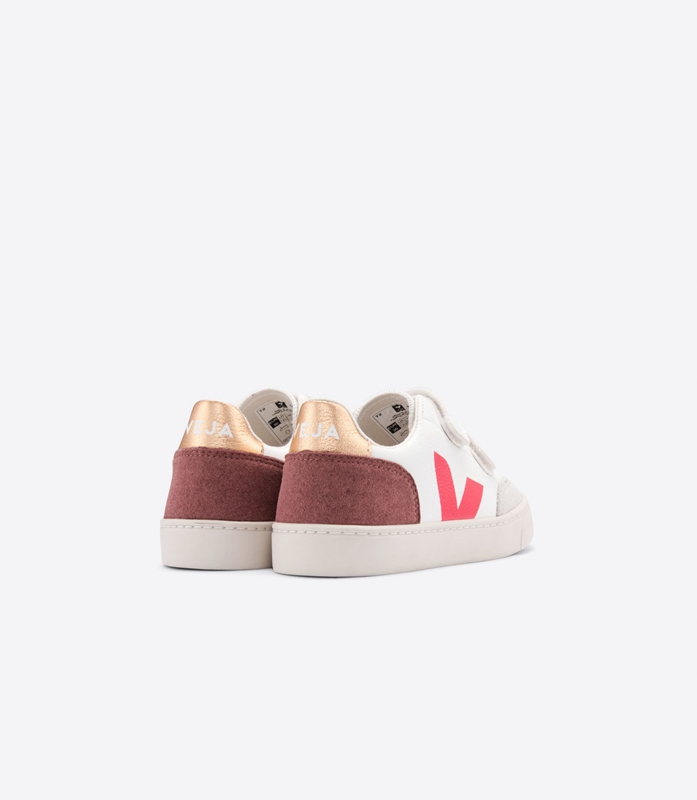 White Veja Leather Multico Dried Petal Kids' V-12 | ABTZM-7621