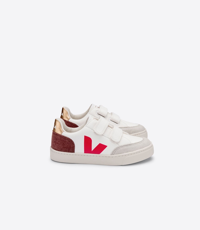 White Veja Leather Multico Dried Petal Kids\' V-12 | ABTZM-7621