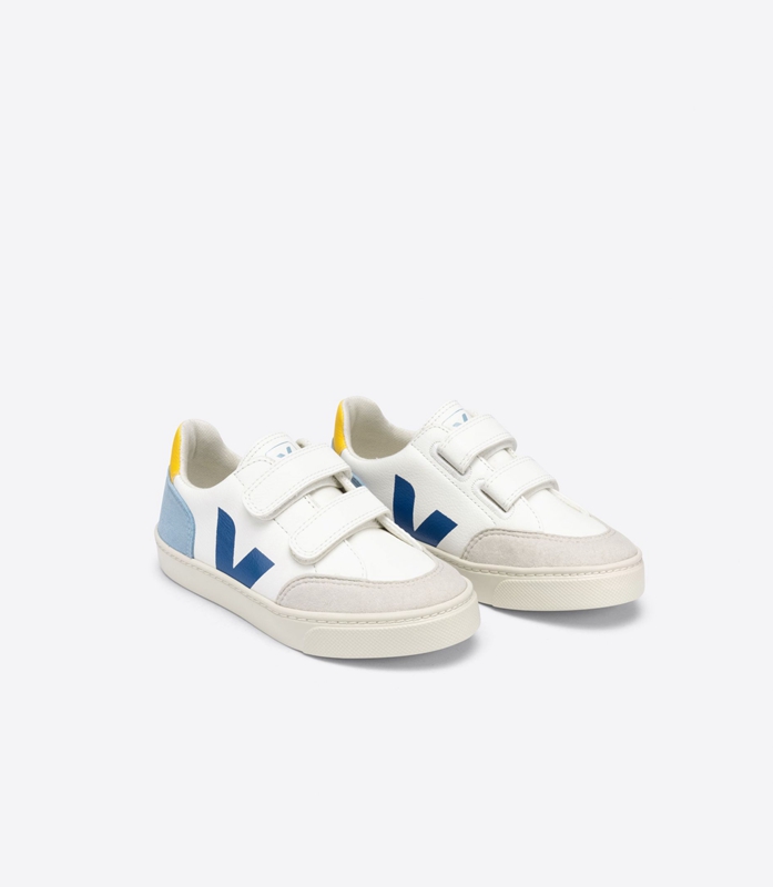 White Veja Leather Multico Kids' V-12 | KDJYZ-1035