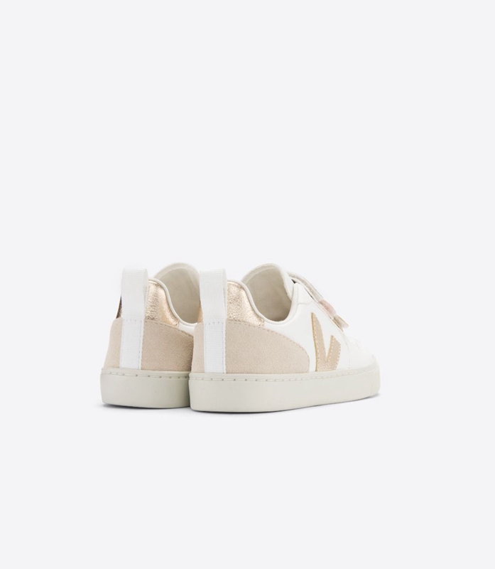 White Veja Leather Multico Shiny Kids' V-10 | YWPEM-1932