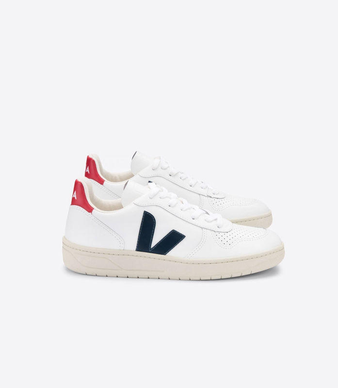 White Veja Leather Nautico Pekin Men\'s V-10 | DOBZT-4958