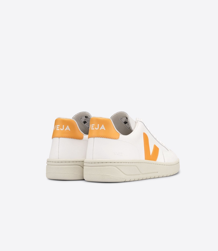 White Veja Leather Ouro Men's V-12 | YVNOJ-0412