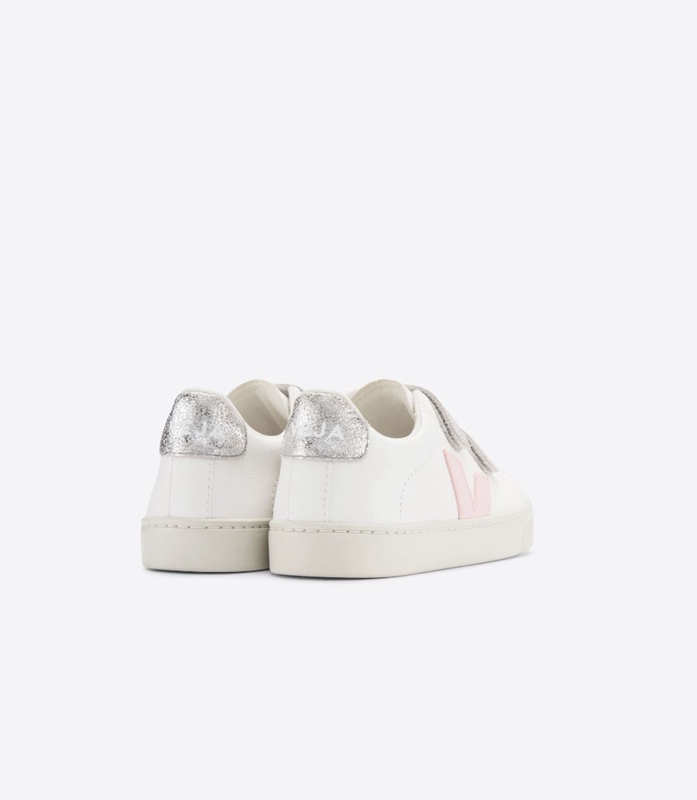 White Veja Leather Petale Silver Kids' Esplar | GJDPO-1052