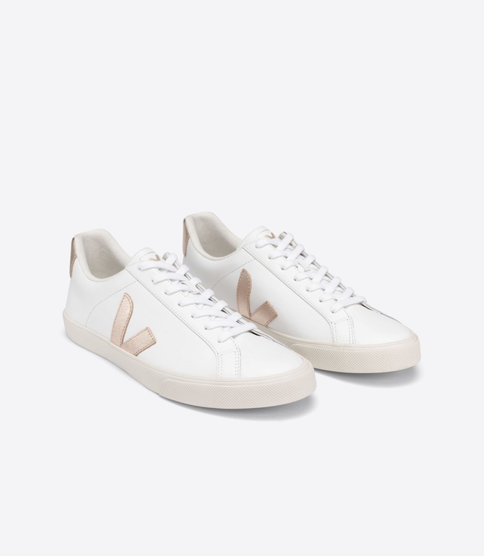 White Veja Leather Platine Women's Esplar | CQXKF-3127