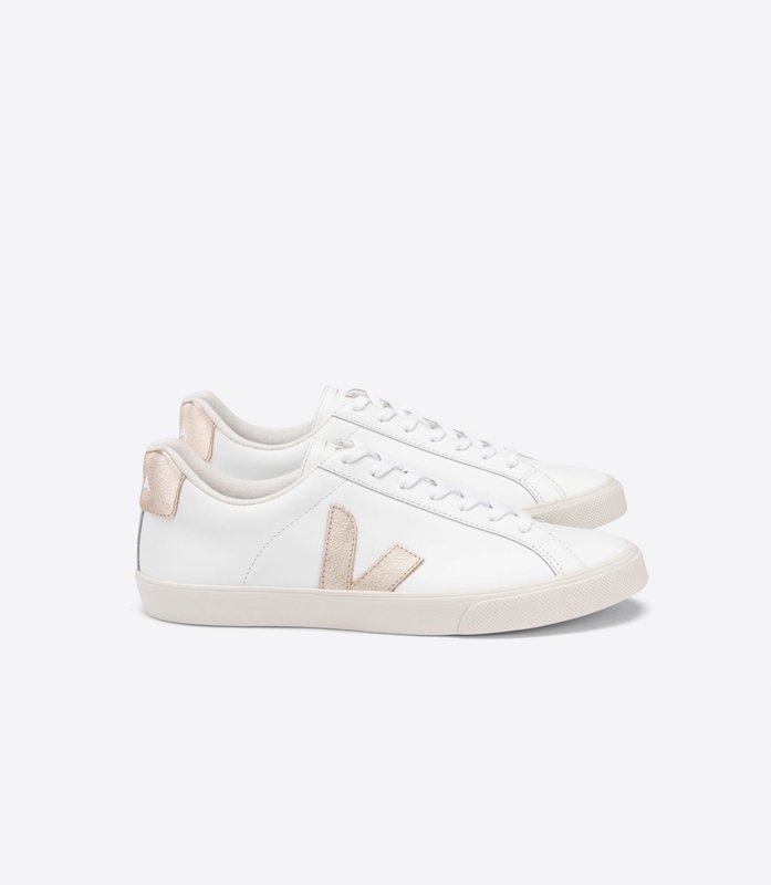 White Veja Leather Platine Women\'s Esplar | CQXKF-3127