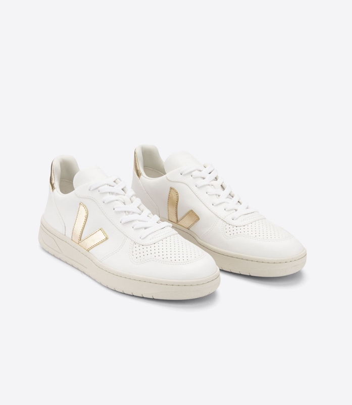 White Veja Leather Platine Women's V-10 | WNEKV-6307