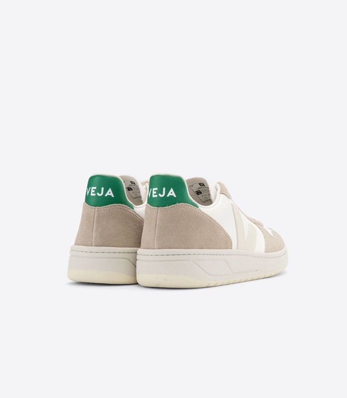 White Veja Leather Sahara Emeraude Men's V-10 | MPWCF-9145