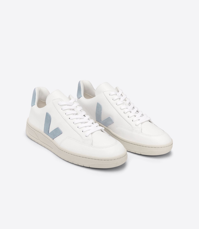 White Veja Leather Steel Men's V-12 | ZVCDX-7361